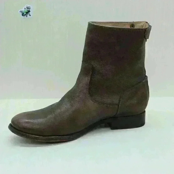 Frye Melissa Women’s Brown Leather Zip Snap Short Ankle Boots Size US 7.5 B - Picture 4 of 11